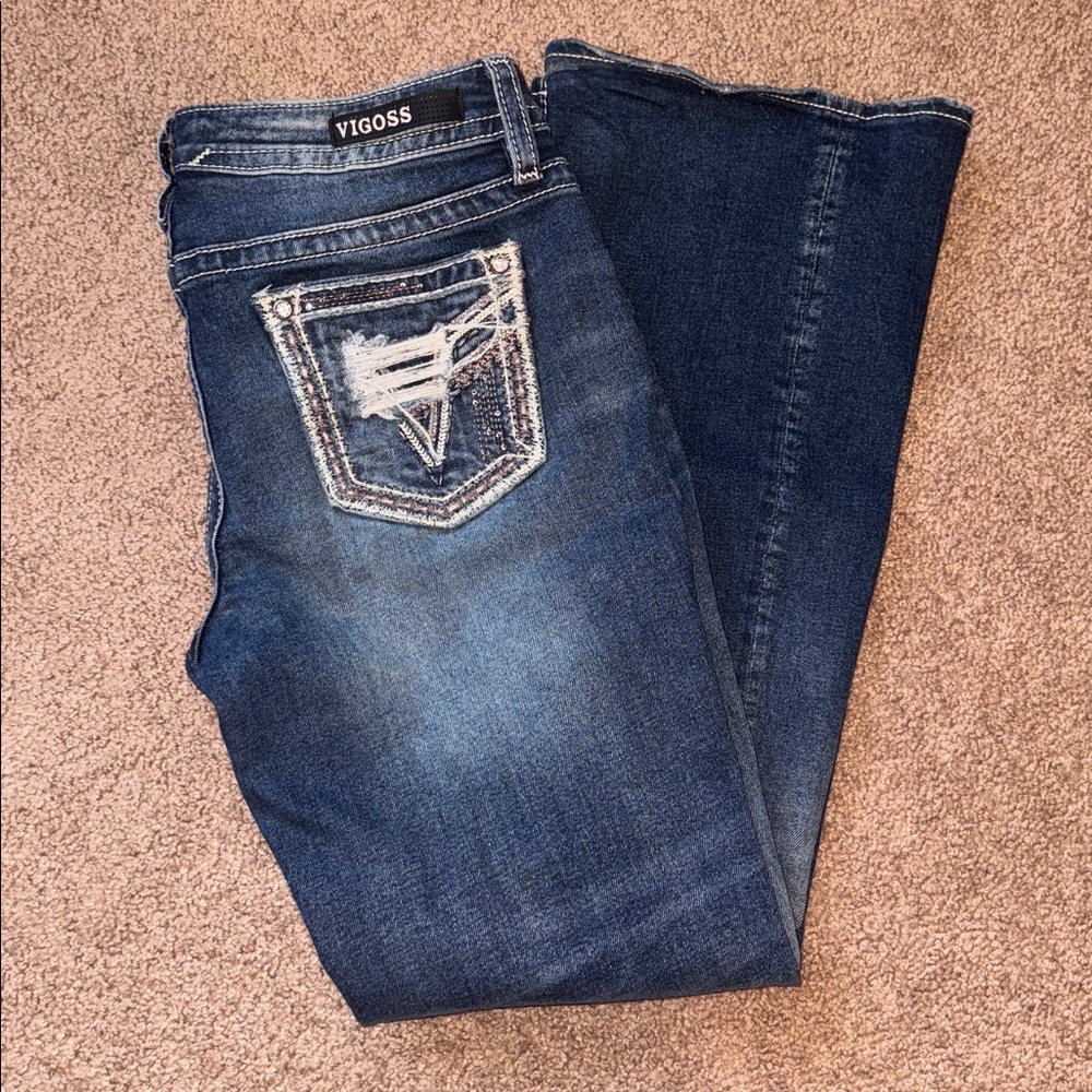 Vigoss Dark Blue Jeans with Distressed Pocket